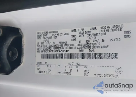 2016 Ford F-150 Xl from USA, damaged, VIN 1FTEX1CF0GFA56342